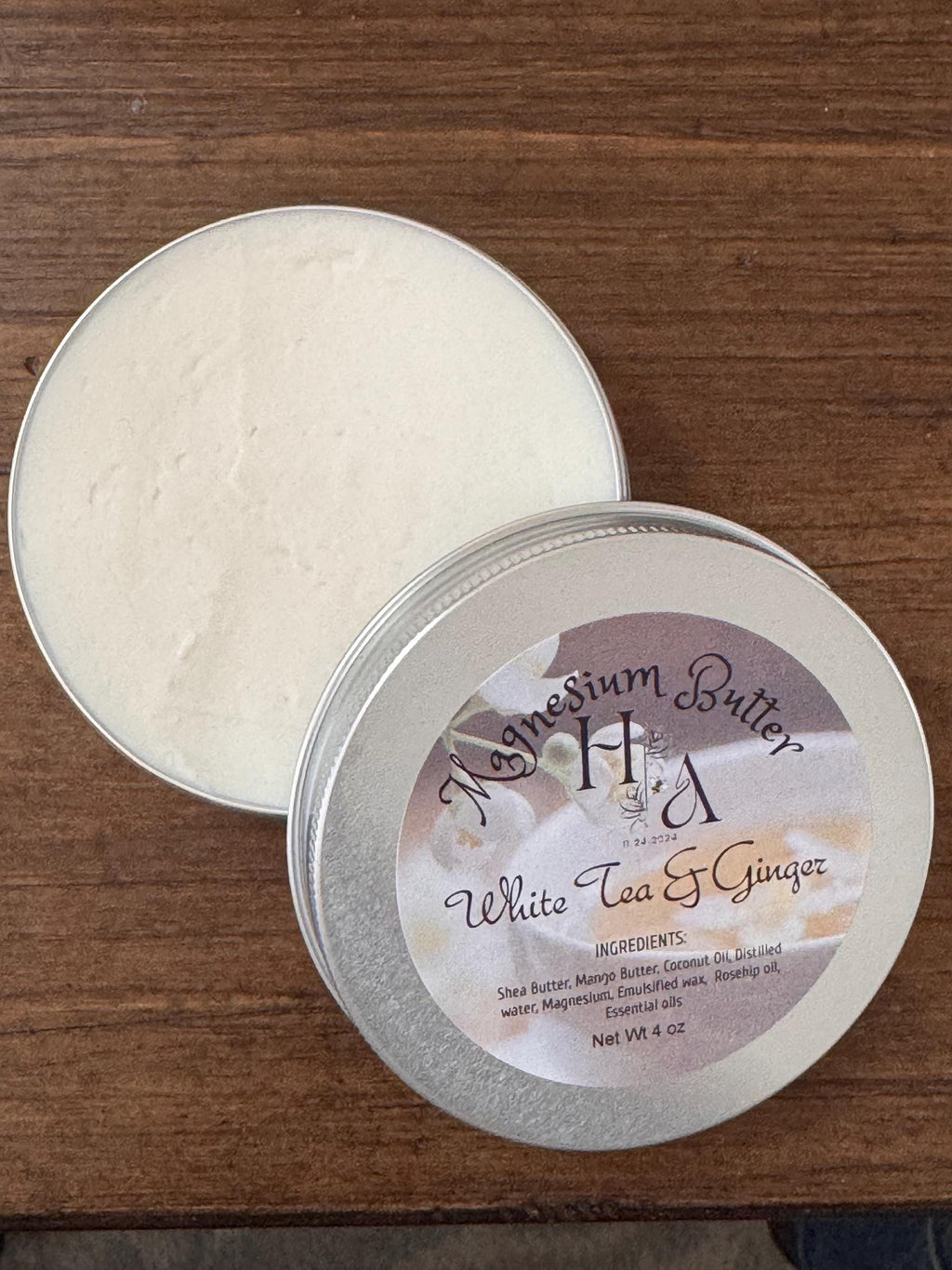 Magnesium Foot & Body Butter 4oz White Tea and Ginger